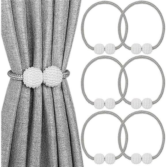 6 Pack Magnetic Curtain Tiebacks, Decorative Curtain Holdbacks for Window Décor - Picture 1 of 6